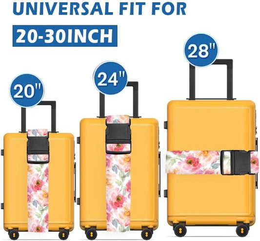 Luggage Straps for Suitcases Travel Belt Accessories, Cute Suitcase Strap, Adjustable Luggage Belt Strap, Heavy Duty with Quick-Release Buckle Luggage Strap Watercolor Red Flowers