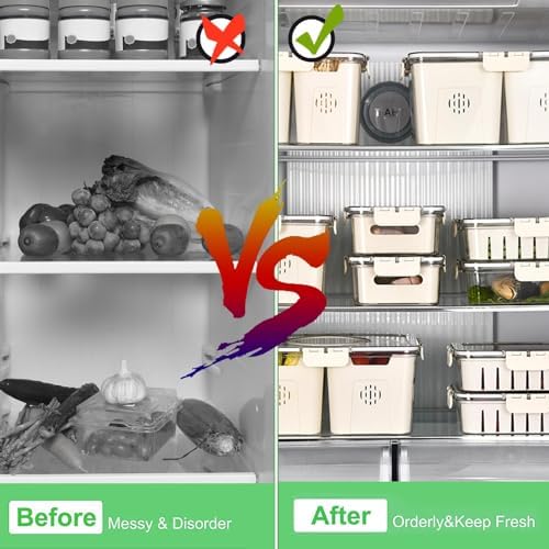 2 Pcs Salad Bar Containers for Fridge with Lid, Fruit Storage Veggie Tray