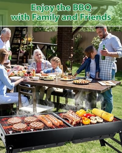 Kizmyee Portable BBQ Barbecue Grill, Foldable & Retractable BBQ Grill