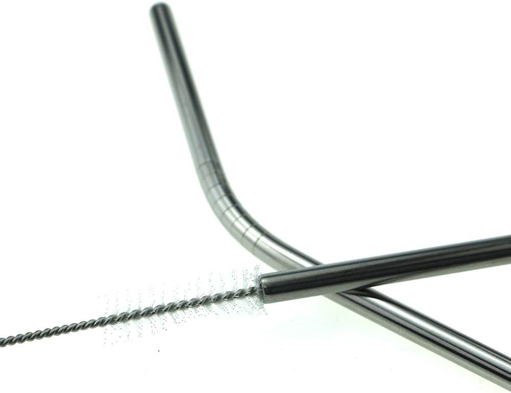 7 Pcs Portable Flatware Set, 304 Stainless Steel Cutlery Set Travel Utensils Set w/Pouch Fork Spoon Chopsticks Straws for Travel Camping Office School, Dishwasher Safe & Eco-Friendly (Silver)