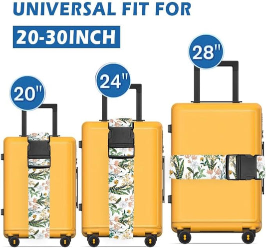 Luggage Straps for Suitcases Travel Belt Accessories, Cute Suitcase Strap, Adjustable Luggage Belt Strap, Heavy Duty with Quick-Release Buckle Luggage Strap Beautiful Flowers