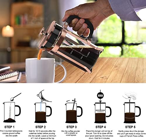 QUQIYSO French Press Coffee Maker, Borosilicate Glass Coffee Press