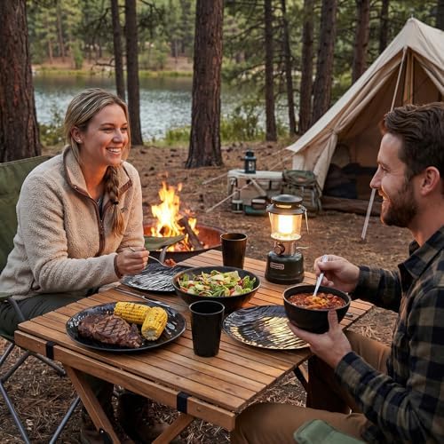 18-Piece Black Wheat Straw Dinnerware Set for 6 (6 Plates, 6 Bowls, 6 Cups) - Heavy Duty Unbreakable Rock-Textured Set, Elegant Microwave Safe & Reusable for Camping & Outdoor Use