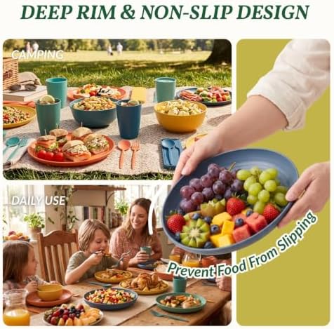 Homienly Wheat Straw Dinnerware Sets 28 Pcs Unbreakable Dishes Set for 4