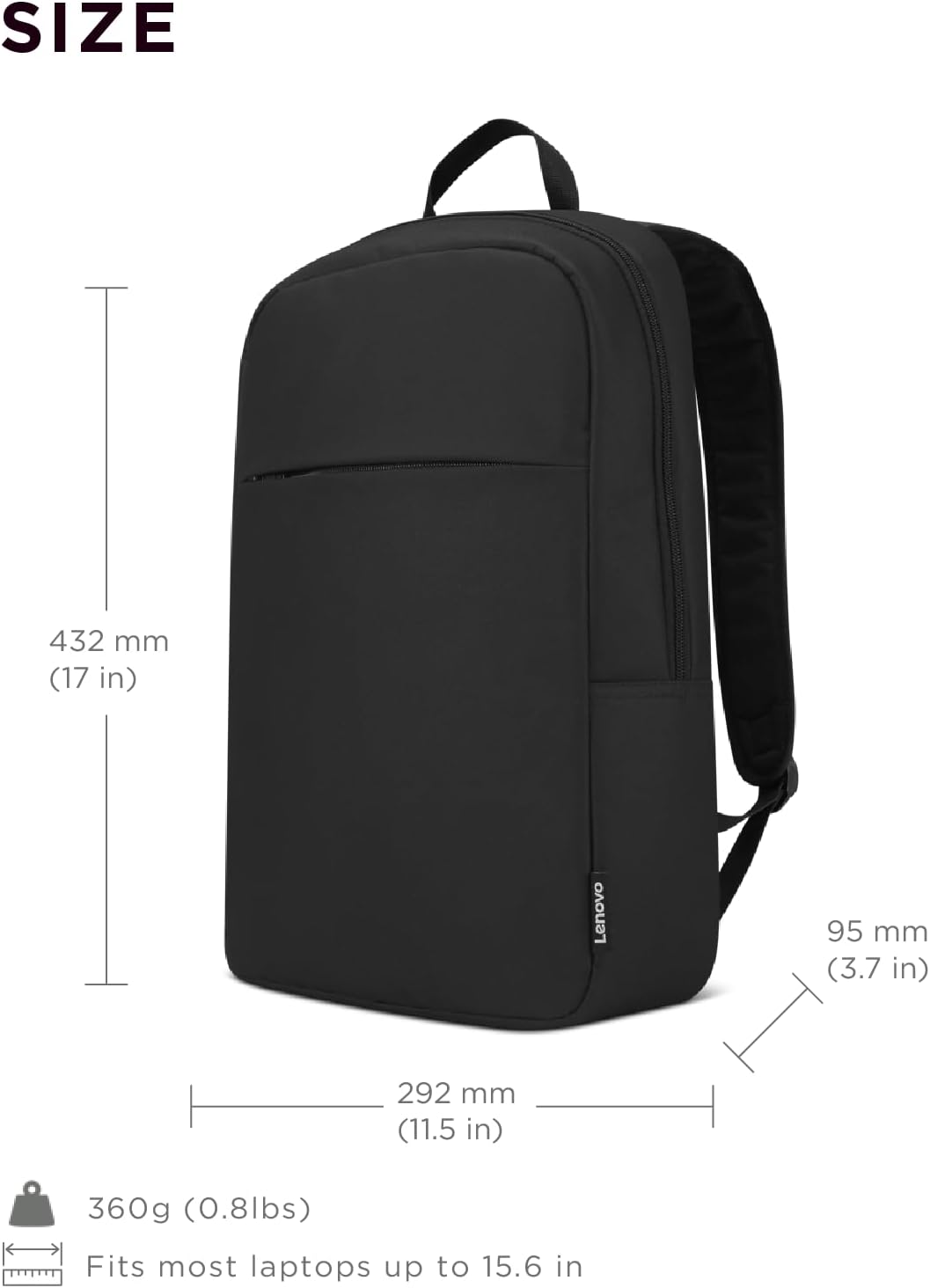 Lenovo Backpack for Computers Up to 15.6", Black, 15.6 inch
