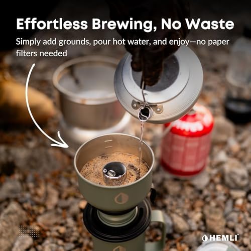 16 oz Pour Over Camping Coffee Maker Set– Vacuum Insulated Mug with Leakproof Lid, Stainless Steel Micro Filter, Portable Coffee Maker for Camping, Travel & Outdoor Adventures