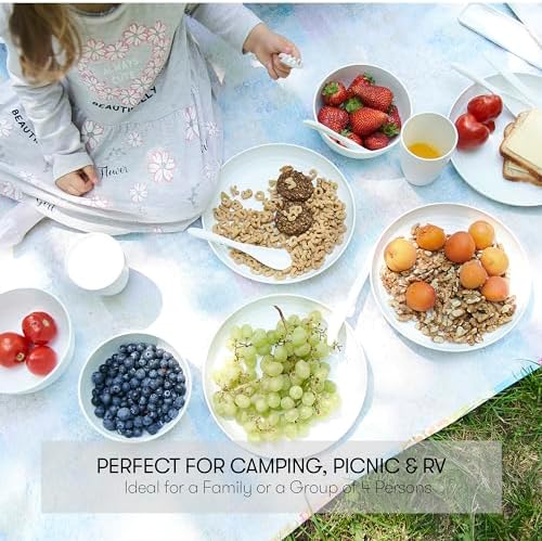 Wheat Straw Dinnerware Sets | Unbreakable Dinnerware Sets | Dishwasher Microwave Safe Dinnerware | Eco Friendly Non Breakable Dinnerware Sets | RV Outdoor Camping (White, Service for 4 (28 pcs))