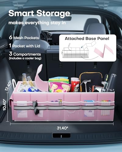 HOTOR Trunk Organizer - Car Organizer with Built-In Leakproof Car Cooler