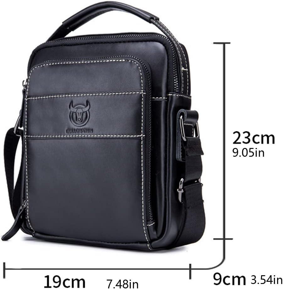 KPYWZER Genuine Leather Shoulder Bag Small Men Messenger Pack Handbag Sling Crossbody Bag Man Purse for Business