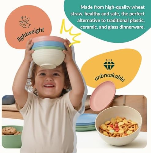 Homienly 40-Piece Dinnerwave Set Service for 8 Unbreakable Kitchen Plates and Bowls Sets - Dinner Plates, Dessert Plates, Soup Bowls, Cup Set, Soy Sauce Dish Microwave & Dishwasher Safe (Light Multi)