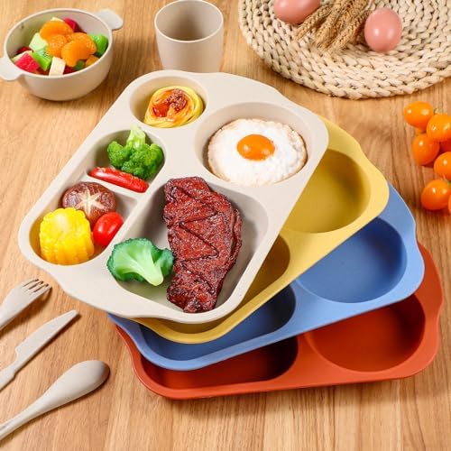 Honoson 24pcs Wheat Straw Dinnerware, Unbreakable, Mixed Color