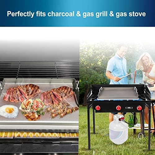 17" Flat Top Griddle for Gas Grill, Cast Iron Grill Plate Insert 17x13 Inch Griddle Cooking Plate Compatible with Weber Charbroil Camp Chef for Outdoor BBQ