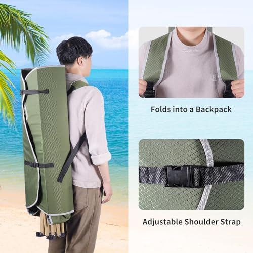 VTOY Portable Folding Camping Chair with Canopy, Outdoor Sun Shade Chair