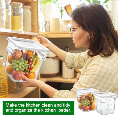 FoldTier 2 Pcs Square Food Storage Containers, White, 4 Qt