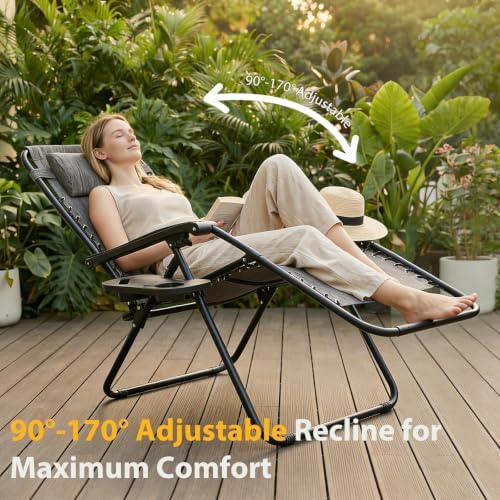 NEWBULIG Zero Gravity Chairs Set of 4, Folding Lounge Recliner Chair