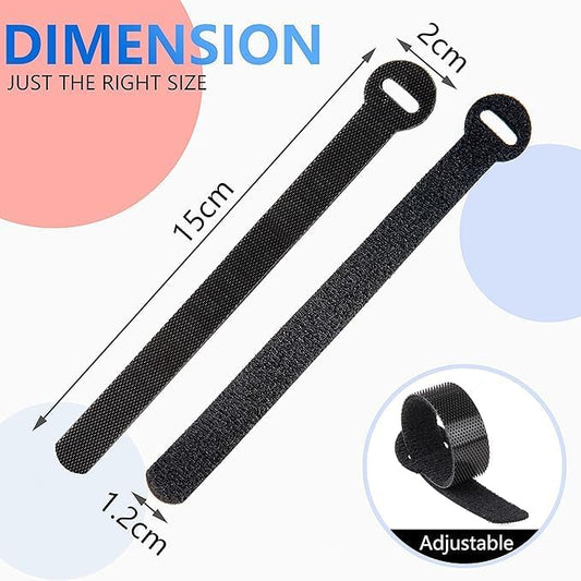 120 x Reusable Cable Ties Black, Adjustable Releasable Hook and Loop Cable Straps for PC Cable Management, Organizing Cords, TV, Desk