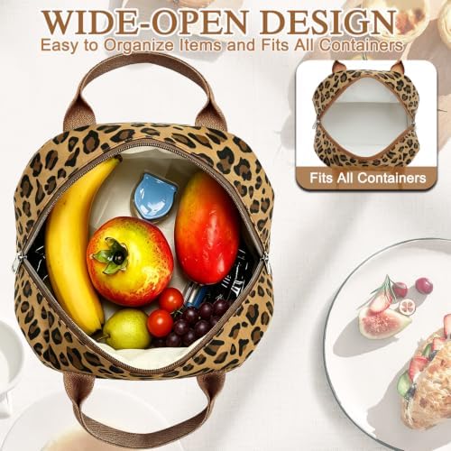 FlowFly Leopard Insulated Lunch Cooler Bag - Tote Organizer for Women/Men