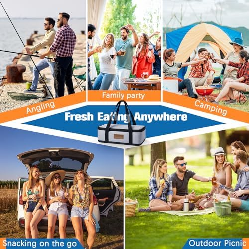 Chilled Portable Snackle Box Container with Ice Pack, Beach Essentials for Summer, Divided Serving Tray with Insulated Bag for 8+ Hrs Cooling, Snack Containers for Road Trip Charcuterie Snack Picnic