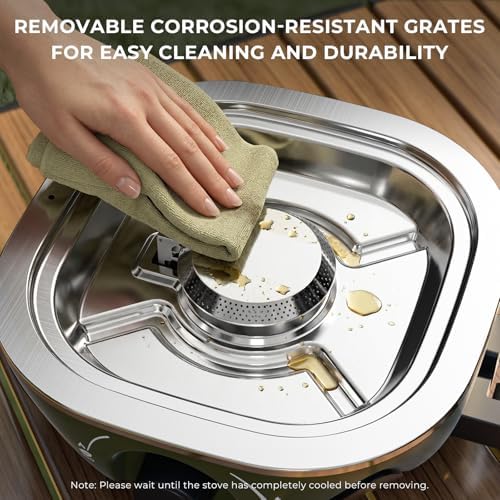 20000 BTU Propane Camping Stove with Cookware Set & Carry Bag Olive