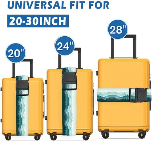 Luggage Straps for Suitcases Travel Belt Accessories, Cute Suitcase Strap, Adjustable Luggage Belt Strap, Heavy Duty with Quick-Release Buckle Luggage Strap Beautiful Green Mountain