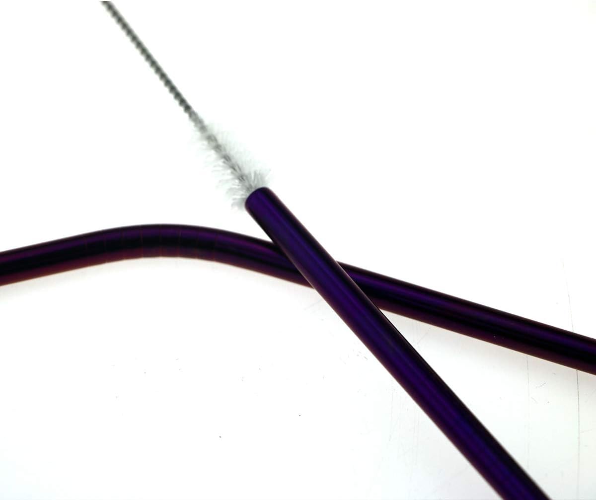 7 Pcs Portable Flatware Set, 304 Stainless Steel Cutlery Set Travel Utensils Set with Fork Spoon Chopsticks Straws for Travel Camping Office School, Dishwasher Safe & Eco-Friendly (Purple)