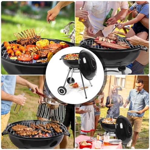 Outvita Charcoal Grill, 18 inch Stainless Steel BBQ with Wheels, Black