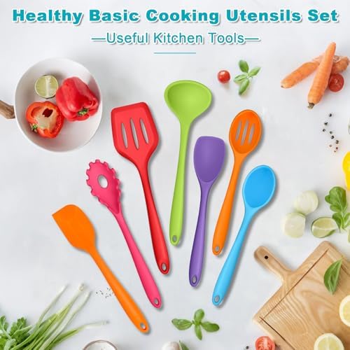 TeamFar Silicone Cooking Utensil Set of 7, Kitchen Cooking Utensil Set