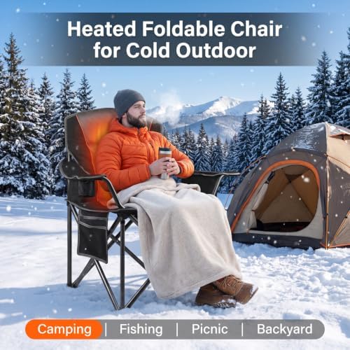 2 Pack Heated Oversized Camping Chairs (Battery NOT Included)