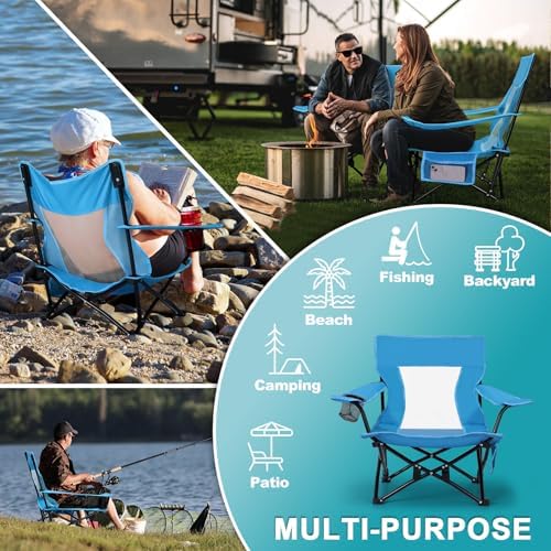 Joyfair Beach Camping Chair (2 Pack), Folding Chair for Adults (Blue)