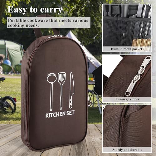 Camping Cooking Utensils Set, Silicone Cookware for Travel BBQ