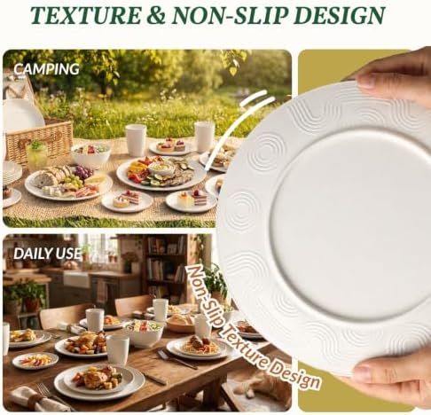 Homienly Wheat Straw Dinnerware Set,40-Piece Dish Set for 8, Dinner Plates, Dessert Plate, Cereal Bowls, Cups, Appetizer Plates,Reusable Dinner Plates Kids Plates and Bowls Sets, White