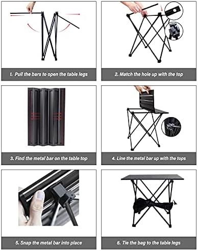 MSSOHKAN Camping Table Folding Portable Camp Side Table Aluminum Lightweight Carry Bag Beach Outdoor Hiking Picnics BBQ Cooking Dining Kitchen