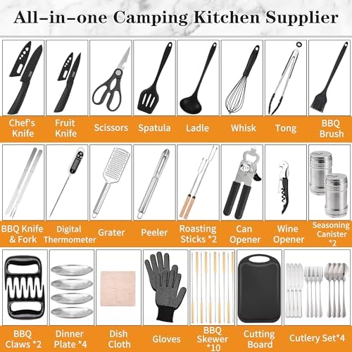 Wesqunie Camping Cooking Utensils Set, Cookware Set for Outdoor Hiking BBQ