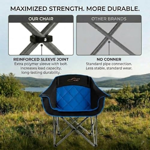FAIR WIND 2 Pack XL Oversized Padded Camping Chair Heavy Duty for Adults