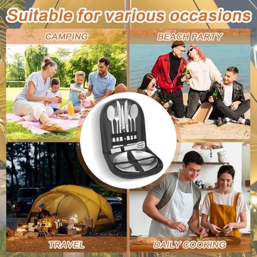 Camping Utensils, Camping Essentials 2-4 Person 11pcs/21PCS with Spoons Plates Forks Knives Travel Utensils with Case, Accessories Set for Grill Outdoor Car Picnic Essentials