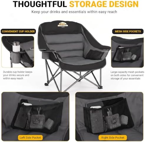 Colegence Oversized Camping Chair for Adults, Padded Lawn Chair 1 Pack