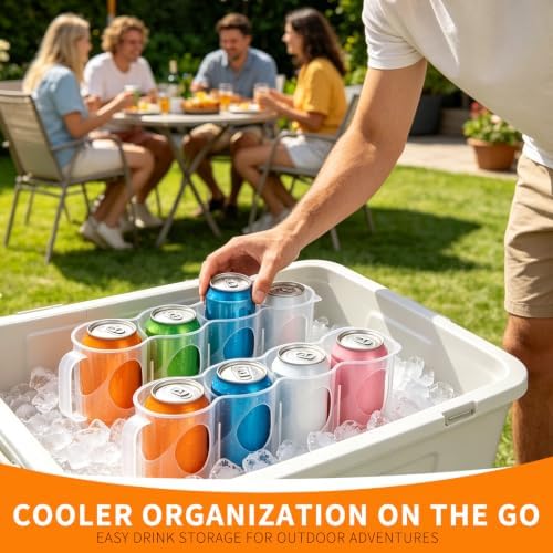 Portable Soda Can Organizer for Cooler, 2 Pack Cooler Can Organizer, 4 Slot