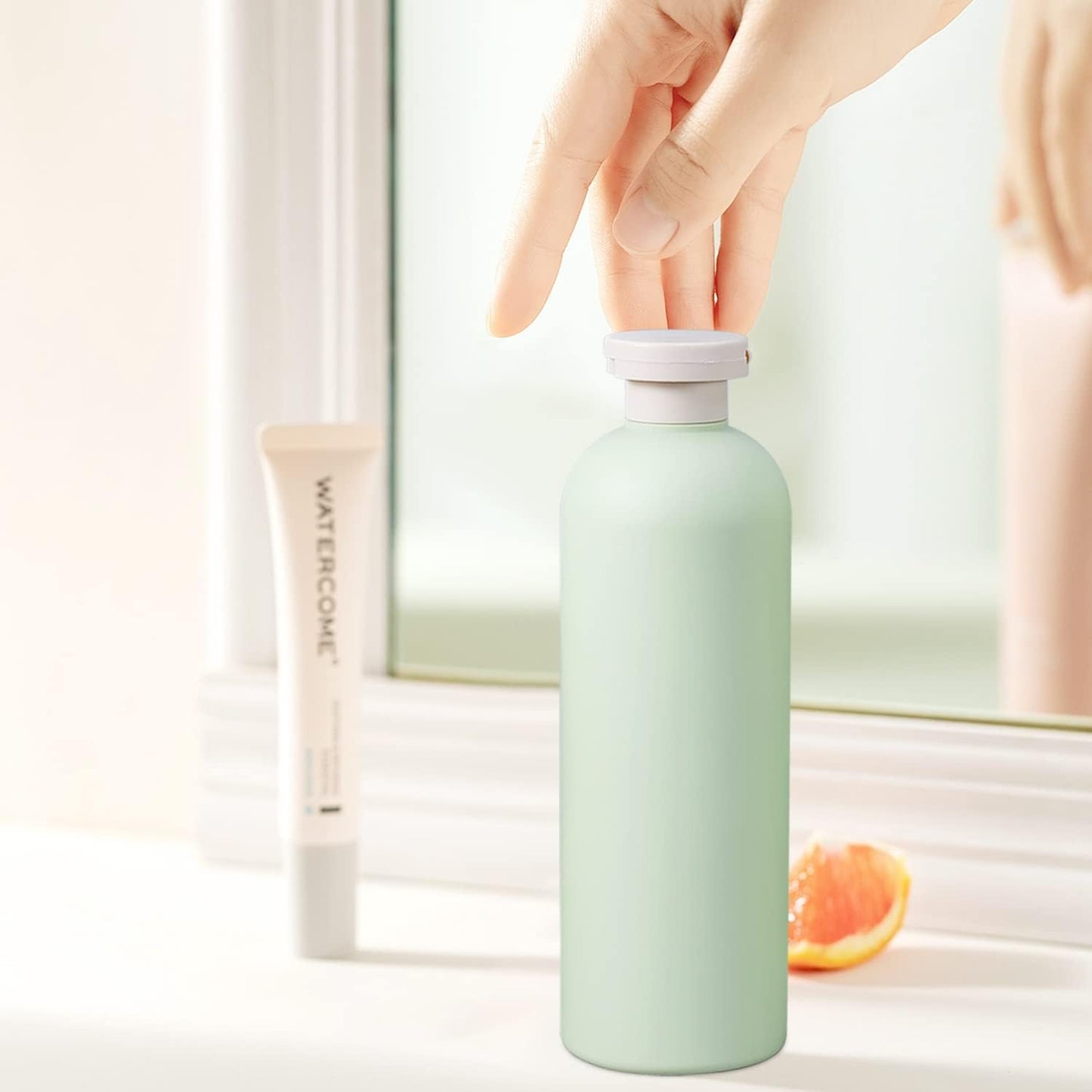 13.5oz Squeeze Bottles with Flip Cap, Refillable Plastic Travel Bottles for Creams, Lotion, Shampoo, Conditioner (2 Pcs)