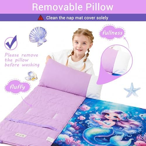 Lasoftan Toddler Nap Mat with Pillow and Blanket, Extra Large Rolled Napping Mats,Slumber Bags for Boys Girls,Kids Sleeping Bag for Daycare, Preschool Travel Camping