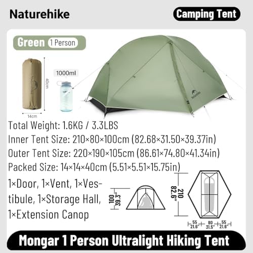 Naturehike Mongar 2 Person Ultralight Backpacking Tent for Camping