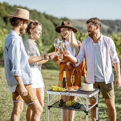 Folding Table Small, 24''L x16''W Camp Aluminum Table, Lightweight Portable