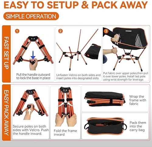 MARCHWAY Lightweight Folding Camping Chair, Portable, Compact and Sturdy