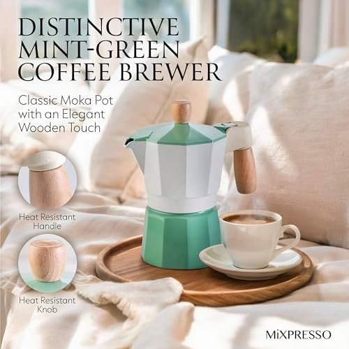Mixpresso 3 Cup Moka Pot Stovetop Espresso Maker, Italian Cuban Coffee Pot
