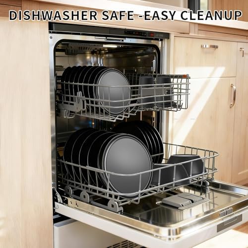 40 Piece Plastic Dinnerware Set for 8 with Cutlery, Unbreakable Plates and Bowls Set, Dishwasher & Microwave Safe Reusable Dish Set for Camping, RV, Outdoor Kitchen, Apartment Dining,Rainbow Multicol
