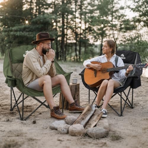 2 Pack Oversized Camping Chairs for Adults, Support 450 lb Each, Green