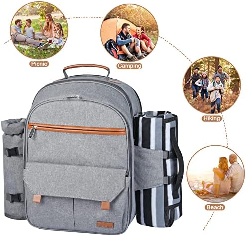 Sunflora Picnic Backpack for 2 Person, Picnic Basket Set (Gray)