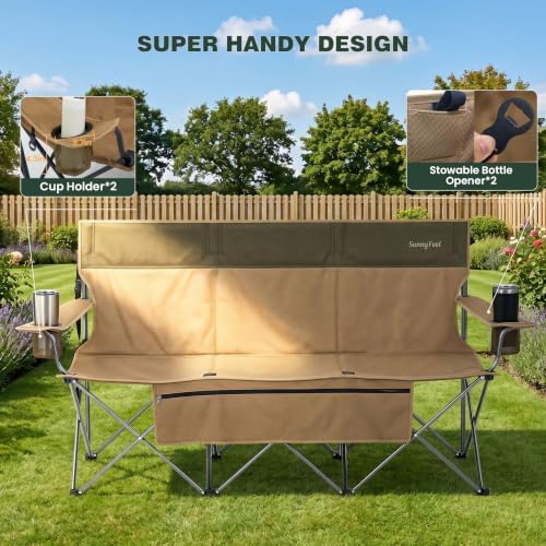 SUNNYFEEL 3 Person Camping Chair Oversized Loveseat for Adults