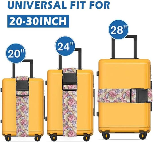 Luggage Straps for Suitcases Travel Belt Accessories, Cute Suitcase Strap, Adjustable Luggage Belt Strap, Heavy Duty with Quick-Release Buckle Luggage Strap Luxury Flowers Leaf