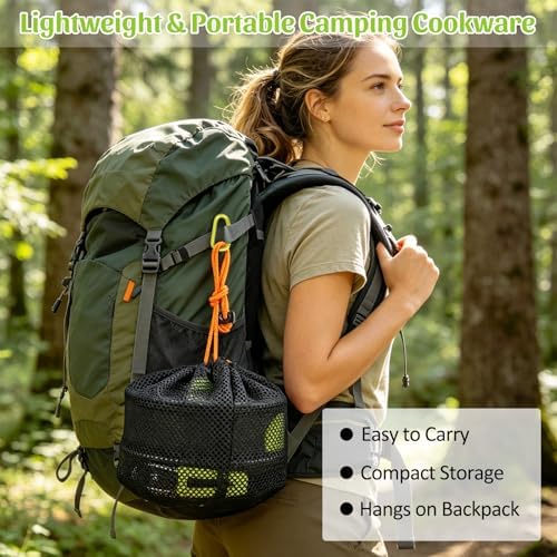 14pcs Camping Cookware Set Camping Pots and Pans Set with Cups Plates Forks Knives Spoons for Camping Outdoor Cooking and Picnic