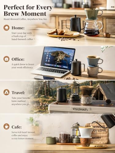 Gomakren Pour Over Coffee Maker 3 Hole Cone Brewer, Ceramic Coffee Dripper